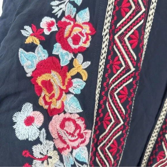 Andree By Unit Blue Embroidered Floral Boho Open Front Cardigan Size Large Fairy - Picture 4 of 8